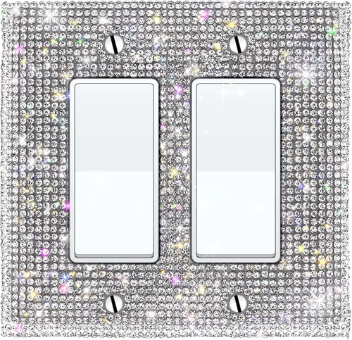 Miniatura 7 de WIRESTER Cubierta para placa de pared con diamantes de imitación brillantes y dorados, color amarillo dorado citrino, cubierta para interruptor