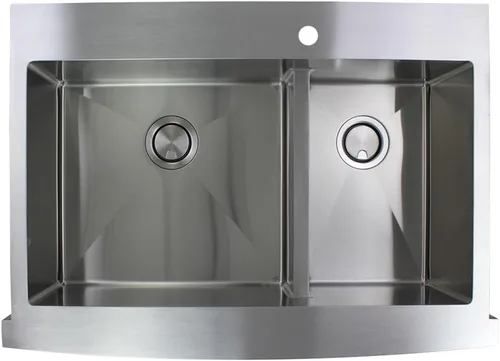 Miniatura 4 de Transolid DTDOF362510 Diamond - Fregadero de cocina de acero inoxidable calibre 16 con doble orificio de montaje doble 60/40, 36 x 25 x 10 pulgadas