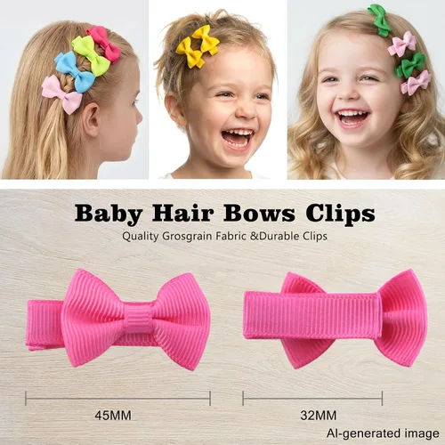 Miniatura 2 de Lazos para el pelo para niñas pequeñas: clips forrados con cinta de grogrén de 1.8 in, 60 piezas (30 pares)