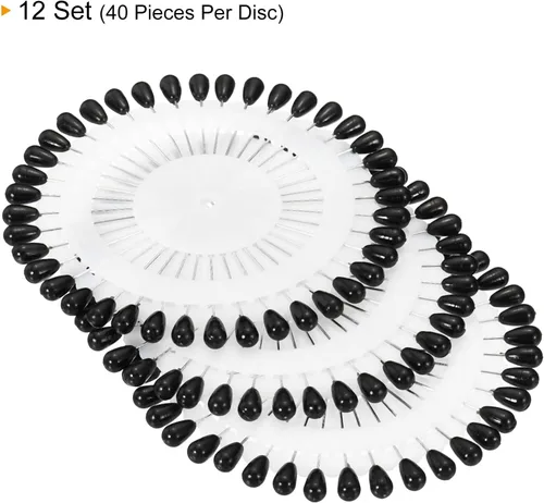 Miniatura 3 de PATIKIL Alfileres de costura, juego de 12 ramilletes decorativos para suministros de manualidades de costura, color negro