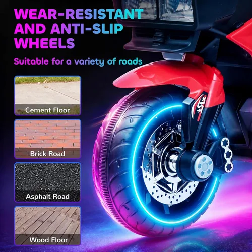 Miniatura 5 de Aosom Motocicleta para niños de 6V, juguete de montar para niños pequeños, mini motocicleta eléctrica de alta tracción, batería, con interruptor