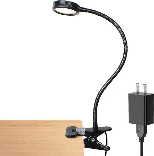 LEPOWER Lámpara con broche. Luz de lectura. Luz de colores variables. Lámpara de noche con broche para escritorio, cabezal de cama, y computadora.,