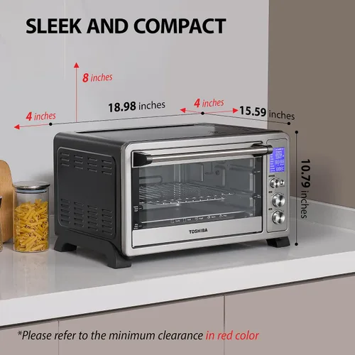 Miniatura 6 de Toshiba AC25CEW-BS Horno de convección digital, 6 rebanadas de pan/pizza de 12 pulgadas, digital Acero inoxidable