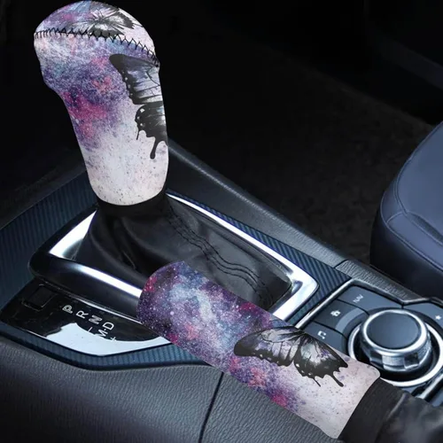 Miniatura 14 de Juego de 2 piezas set de accesorios interiores para coche, para las mujeres, hombres; cubierta de palanca de cambios/freno de mano, personalizada