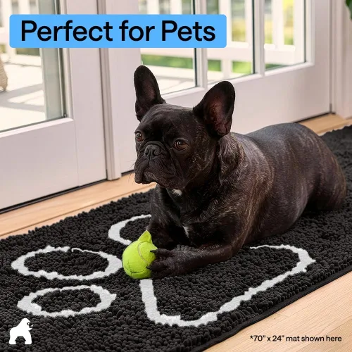 Miniatura 7 de GORILLA GRIP SOAKSTOPPER - Tapete para puerta de perro, 30 x 20 pulgadas, lavable a máquina, absorbente, captura la humedad, barro, suciedad, Negro