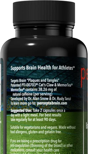 Miniatura 4 de Percepta Suplemento cerebral deportivo para atletas - Suplemento natural para la salud cerebral a base de plantas - Mejora el rendimiento