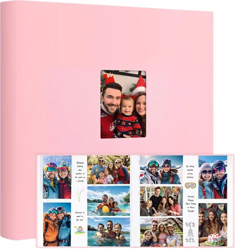 Miniatura 17 de Álbum de fotos de 600 bolsillos 4x6 con espacio para escribir, álbum de fotos de gran capacidad 4x6 que contiene 600 fotos horizontales y Beige