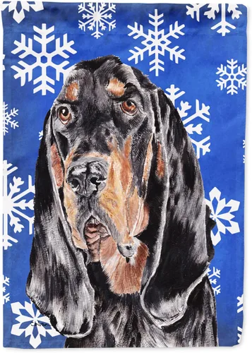 Miniatura 321 de Caroline's Treasures SC9374GF Bulldog English Snow flakes Holiday Garden Flag Buzón Bandera decorativa para patio exterior, patio, obras de arte