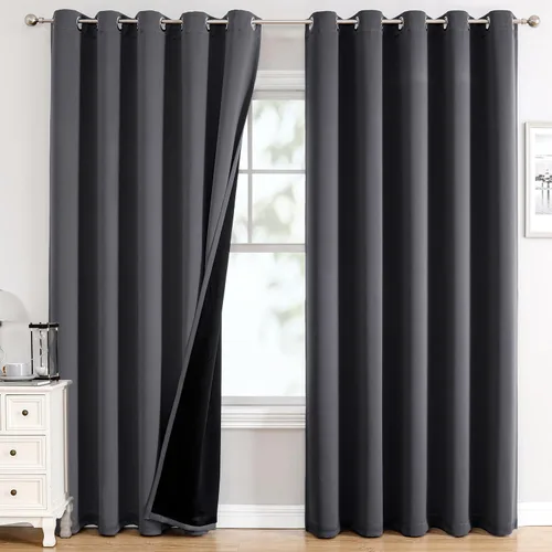Miniatura 92 de ChrisDowa - Cortinas 100% opacas, para dormitorio, con forro negro, 2 capas gruesas, aislamiento térmico y ojales, 63 pulgadas de largo, juego de 2
