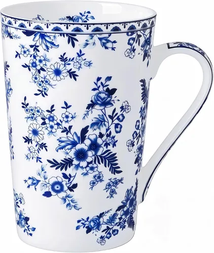 Miniatura 8 de Taza de café de porcelana de hueso, taza de café alta, taza de té floral de 14 onzas, taza de café alta, regalos para mujeres y madres, regalos