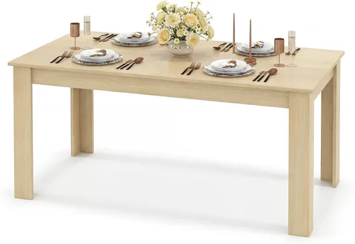 Miniatura 12 de GOFLAME Mesa de comedor para 4 a 6 personas, mesa de cocina moderna de 63 pulgadas con patas en forma de L, capacidad de peso de 330 libras, mesa