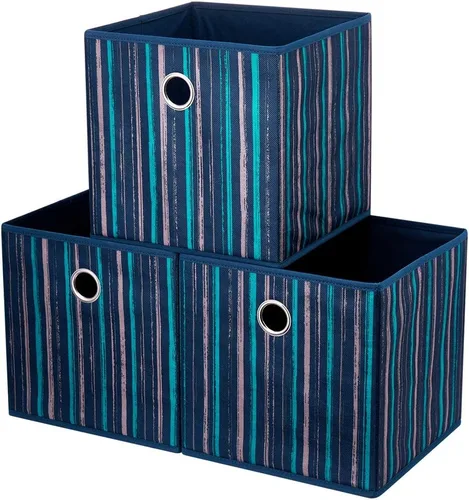 Miniatura 12 de QY-SC20-3 - Cubos organizadores de cubículos de 11 x 11 x 11 pulgadas, cajones de almacenamiento de tela, cajas de almacenamiento plegables, cubos
