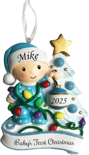 Adorno de la primera Navidad del bebé 2025, árbol decorativo para bebé, recuerdo personalizado de vacaciones, adorno de mi primera Navidad