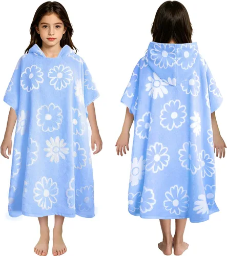 Miniatura 40 de VOOVA & MOVAS Poncho de Toalla de Baño Gruesa con Capucha para Niños (4-8 Años) - Bata de Toalla de Natación de Algodón Turco Suave y Absorbente