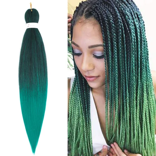 Miniatura 10 de Callia Cabello trenzado preestirado de 14 pulgadas, 8 paquetes de cabello sintético preestirado profesional ombré, libre de picazón, extensiones