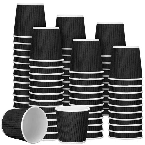 Yaomiao 200 tazas de café expreso desechables de 4 onzas, con aislamiento de papel corrugado ondulado, para fiestas, bebidas frías, té y bebidas