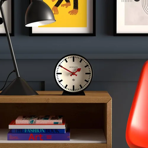 Miniatura 2 de NEWGATE® M Mantel Railway Desk Clock Moderno reloj de estación redonda Negro Estilo contemporáneo para escritorio, mesa, estante o mesita
