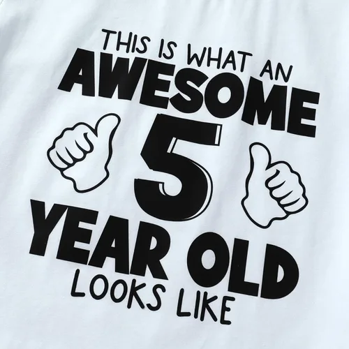 Miniatura 3 de YOUNGER STAR Niños Gris Young Wild Tres Cumpleaños Cuatro Siempre Salvaje Hermano Twin Letra Impresión Camisetas 3T 4T