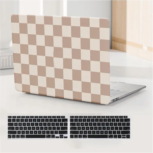 Miniatura 46 de Funda a cuadros para MacBook Air de 13 pulgadas M5 M4 M3 M2 2026-2022 A3240 A3113 A2681, piel a cuadros con textura a cuadros para MacBook Air 13.6