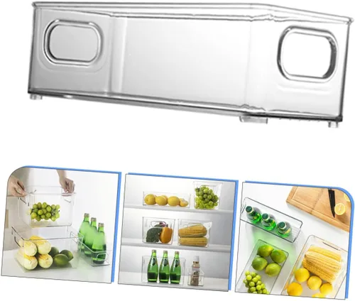 Miniatura 8 de SMASOLO Caja de almacenamiento transparente para refrigerador, versátil organizador de refrigerador para bebidas, frutas y verduras, organiza