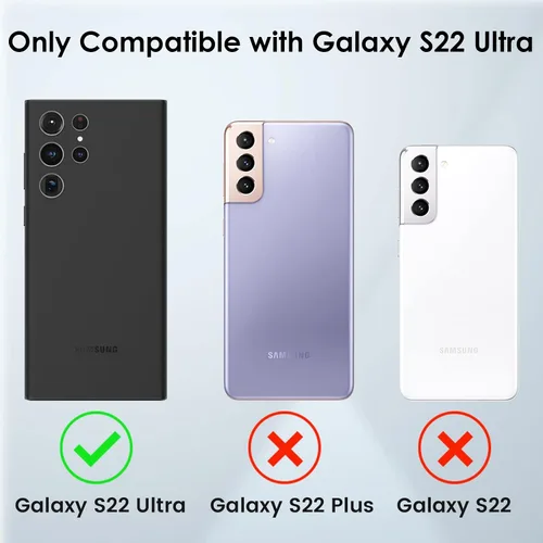 Miniatura 2 de Caka Funda para Samsung Galaxy S22 Ultra con cubierta deslizante para cámara y soporte, soporte de anillo giratorio de 360 grados integrado, funda