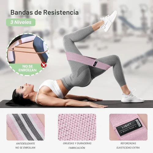 Miniatura 2 de Booty Bands Set, Resistance Bands for Working Out, Exercise Bands for Women and Men Legs and Butt, Stretch Bands for Pilates, Yoga Starter Set Claro