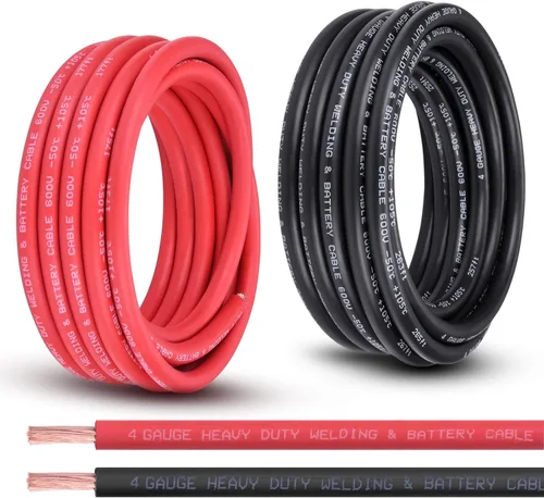 Miniatura 39 de Cable de Batería Calibre 2/0, 10 Pies Rojo + 10 Pies Negro 2/0 AWG Cable de Alambre de Soldadura de Cobre Puro, para Automotriz, Batería, Solar