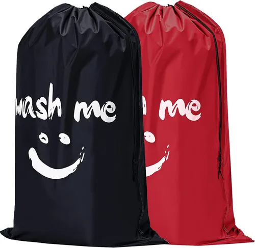 Miniatura 14 de HOMEST Paquete de 2 bolsas de lavandería de viaje XL Wash Me con correa, organizador de ropa sucia, lo suficientemente grande como para contener 4