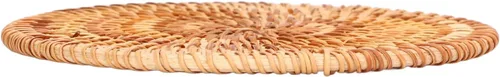 Miniatura 8 de Manteles individuales redondos tejidos, manteles individuales de mimbre natural, resistentes al calor, antideslizantes, manteles redondos trenzados