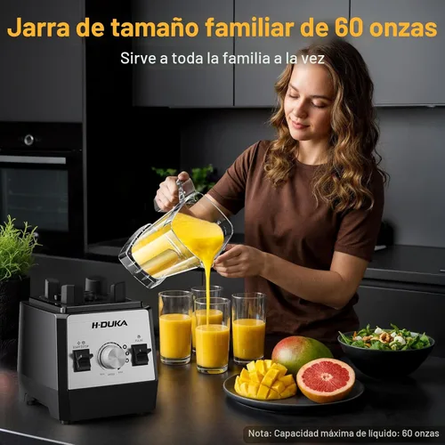 Miniatura 4 de H-Duka Licuadora para batidos con capacidad de 64 onzas, licuadoras para cocina con recipiente sin BPA, licuadora de batidos para triturar hielo