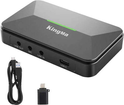 King Ma Tarjeta de captura de video, 1080P 60HZ USB C a USB 3.0 Tarjeta de captura de audio HD Tarjeta de captura de juegos para TikTok Live