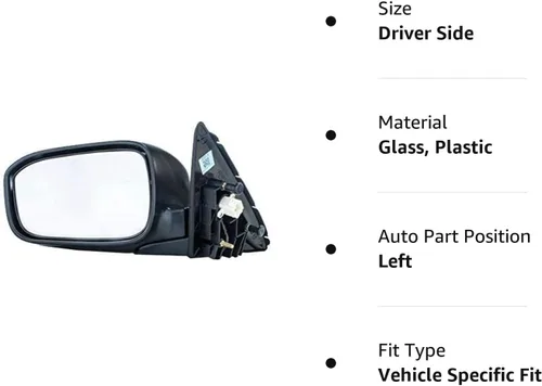 Miniatura 3 de Dependable Direct Espejo de puerta plegable manual sin pintar para el lado izquierdo del conductor compatible con Honda Accord Sedan