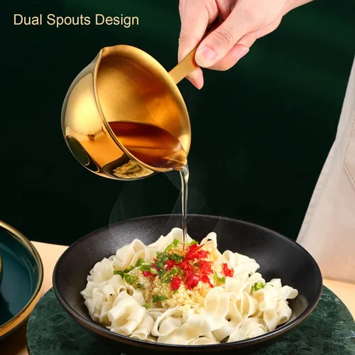 Miniatura 7 de Olla calentadora de mantequilla, olla calentadora de leche de 0.8 cuartos de galón con boquillas de vertido dobles, olla de acero inoxidable para Oro