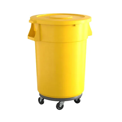 Miniatura 44 de Bote de basura comercial redondo gris de 32 galones con tapa y carrito