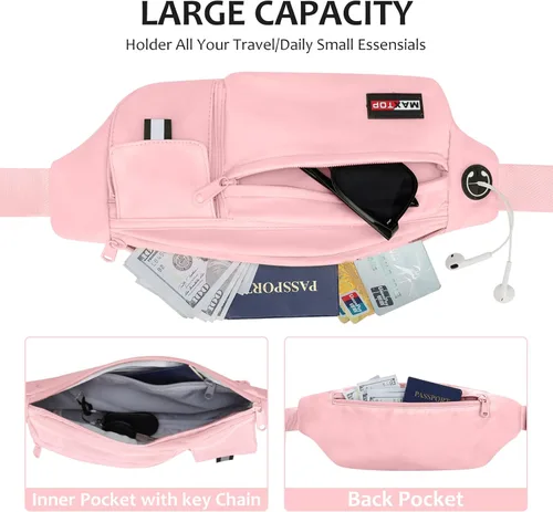 Miniatura 3 de MAXTOP Lrage - Riñonera cruzada para mujeres y hombres, unisex, resistente al agua, para entrenamiento, correr, senderismo, viajes, Rosado