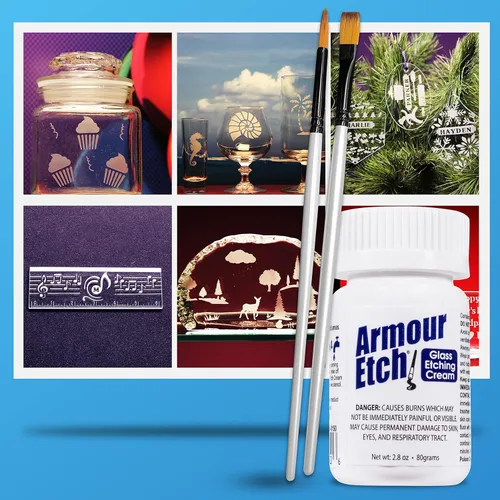Miniatura 7 de Crema para Grabado de Vidrio Armour Etch - Tamaño Inicial de 2.8oz - Incluye Pinceles de Aplicación Moshify