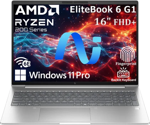 HP EliteBook 6 G1a AI PC | Laptop empresarial de 16 pulgadas | AMD Ryzen 5 220 | 32 GB DDR5 RAM | SSD de 1 TB | Pantalla antirreflejo WUXGA | Lector