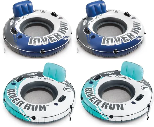 INTEX River Run 1 - Flotadores flotantes inflables: flotadores de piscina con capacidad de 220 libras, respaldo cómodo, portavasos integrados,