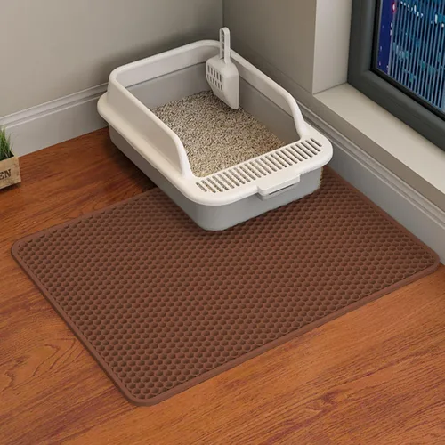 Miniatura 8 de HCY&WLD Tapete para arena de gatos, 45x26/35x24/30x22/24x18 pulgadas, tapete de doble capa para caja de arena de gatos, EVA antideslizante