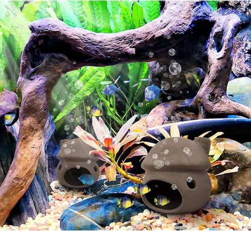 Miniatura 7 de WishLotus Decoración para cuevas de acuario, escondite de peces de acuario duradero, adorno de cerámica para pecera, casa de hongos, túnel oculto