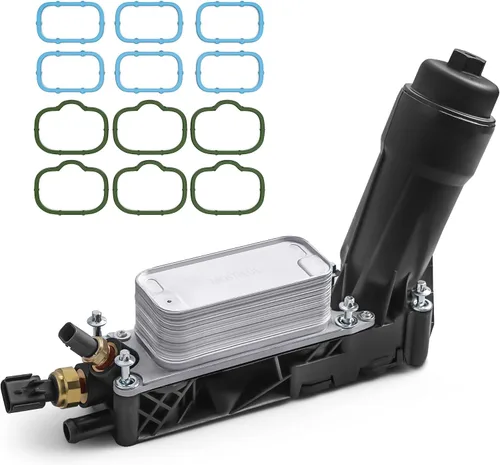 MOSTPLUS Conjunto de adaptador de carcasa de filtro de enfriador de aceite de motor 5184294AE compatible con motor 2011 2012 2013 Dodge Jeep