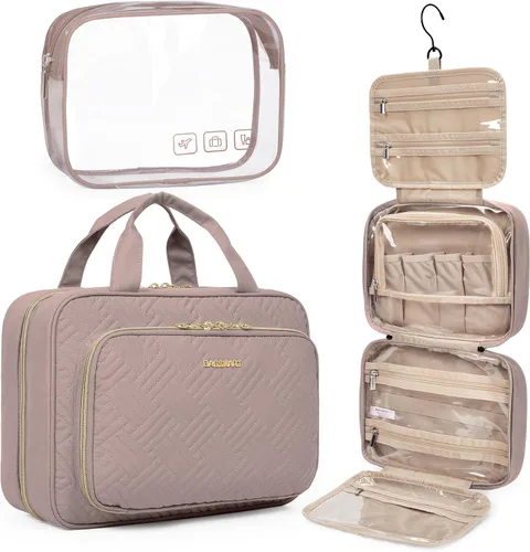 Miniatura 14 de BAGSMART Neceser de viaje colgante con organizador de maquillaje aprobado por la TSA, bolsa cosmética transparente para artículos de aseo personal