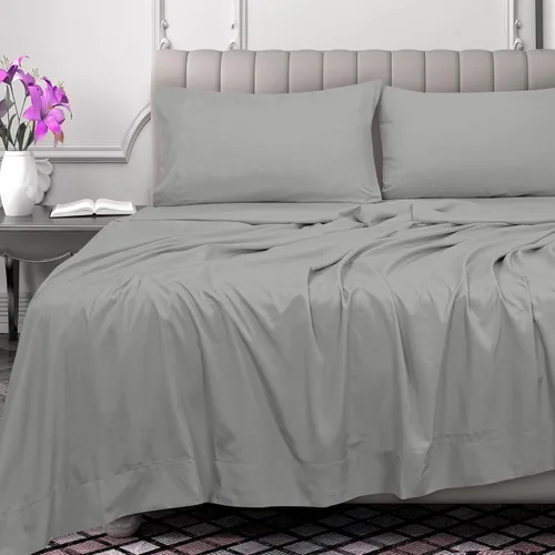 Miniatura 2 de Royale Linens Sábana Plana de Algodón Peinado de Fibra Larga 100% de 300 Hilos - Súper Suave - Sábanas Superiores - Sábana Plana Individual Vendida