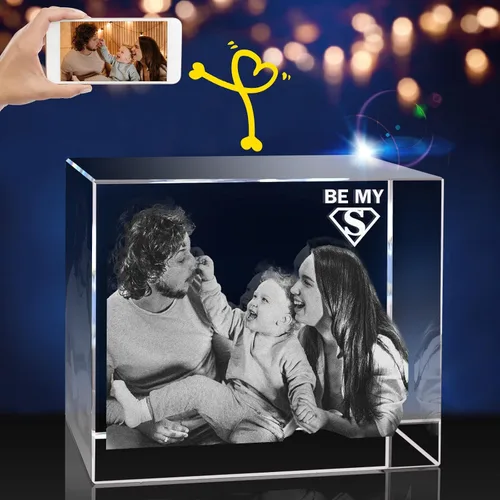 Miniatura 15 de Foto de Cristal 3D, Regalo Personalizado de Navidad, Regalos de Imagen Personalizada con Tu Propia Foto para Navidad, Día del Padre, Cumpleaños