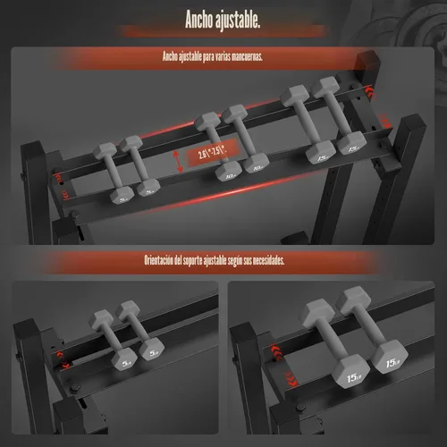 Miniatura 6 de 3-Tier Dumbbell Rack, 1100LB Capacity Adjustable Weight Rack for Home Gym, Heavy-Duty Weight Stand for Dumbbells Kettlebells & Weight Plates(Rack