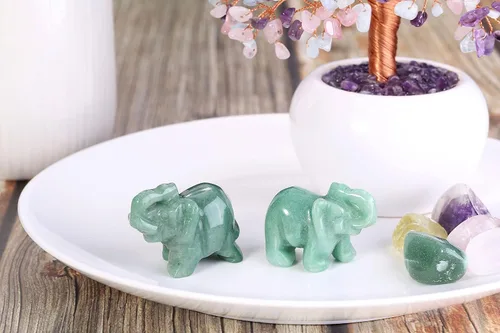 Miniatura 5 de Jovivi 2 piezas de piedras preciosas curativas talladas naturales de elefante de cristal, estatuas de 1.5 pulgadas, decoración del hogar, decoración