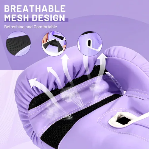 Miniatura 4 de Guantes de boxeo estilo profesional para mujeres, de cuero PU, para entrenamiento de Muay Thai, Sparring, lucha de kickboxing, guantes para saco