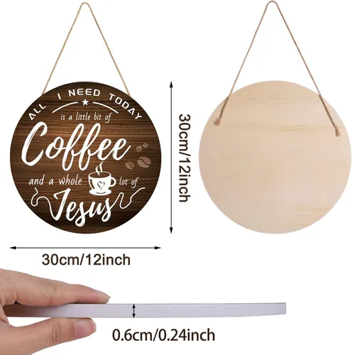 Miniatura 6 de HMASYO Letreros de madera rústica para barra de café – "All I Need Today is A Little Bit of Coffee and A Whole Lot of Jesus" para decoración