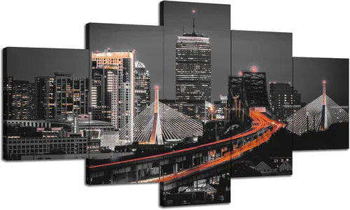 Miniatura 14 de Cawpom Louisiana Arte de Pared en Lienzo, 60x32 pulgadas, Impresión en Lienzo, Cuadros de Nueva Orleans Decoración de Pared, Puente Crescent City