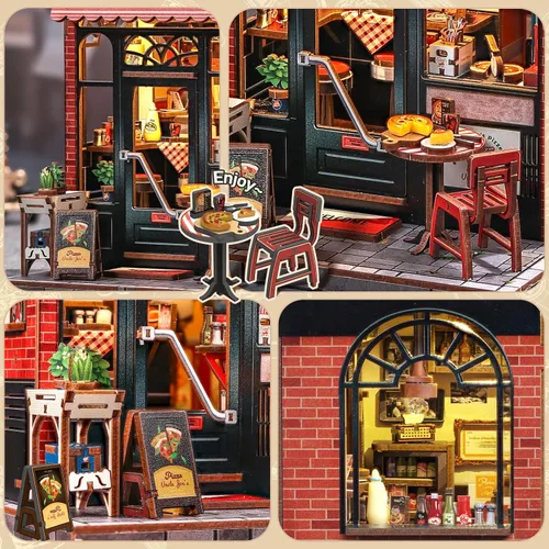 Miniatura 5 de CUTEBEE - Kit de rincón de libros - Kit de casa de muñecas en miniatura DIY para adultos y adolescentes, decoración de estantería de casa de libros